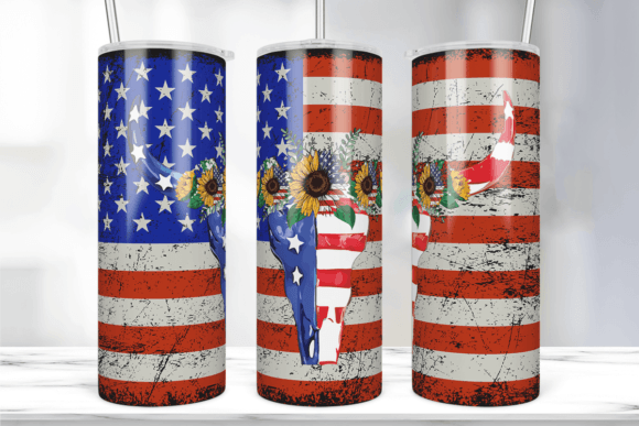 American Flag Bull Skull Tumbler Wrap: Graphics & Print Templates