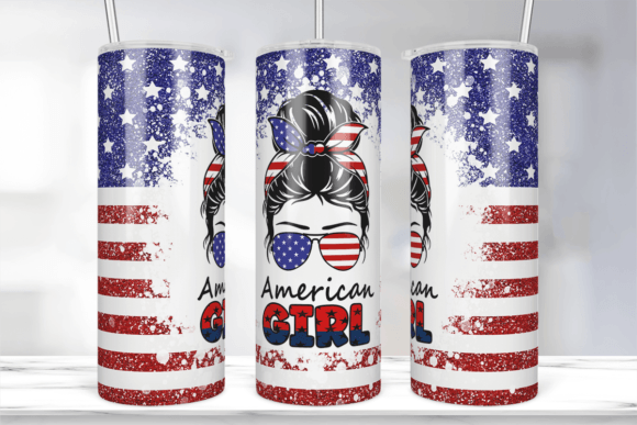 American Girl 4th of July Tumbler PNG for Crafts & Graphics