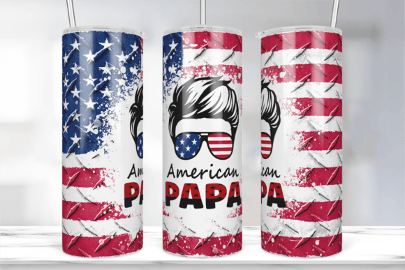 American Papa 20Oz Tumbler Wrap PNG: Graphics for Crafts & Branding