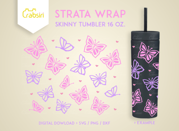 Butterfly 16oz Strata Skinny Tumbler Graphics