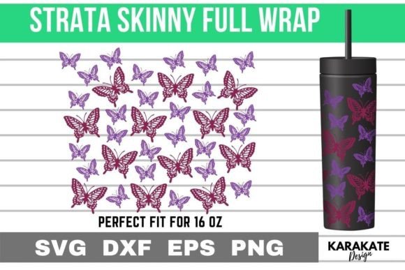 Butterfly 16oz Strata Skinny Wrap SVG: Graphics for Crafts & Branding