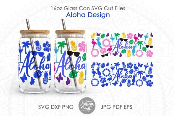 Coffee Glass Can Wrap SVG, Aloha SVG: Graphics for Tumbler Wraps