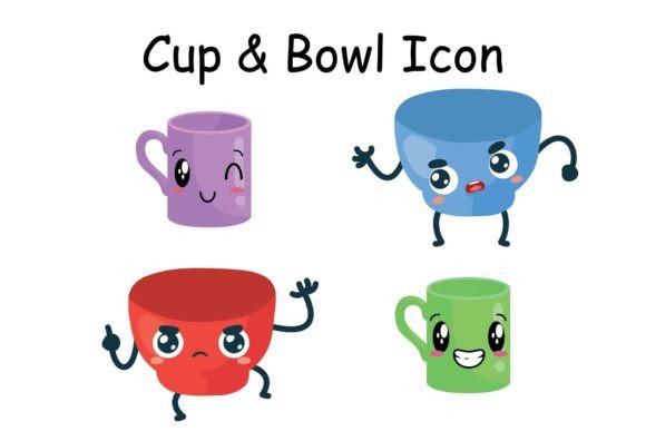 Cup and Bowl Cute Icon Set: Graphics & Icons for Warm, Approachable Branding