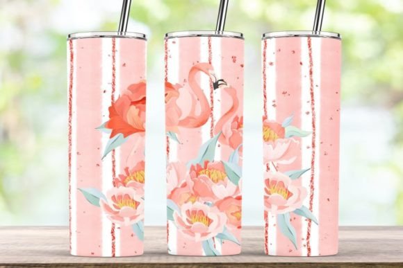 Flamingo Orange and Flowers Tumbler Wrap: Graphics for Crafts