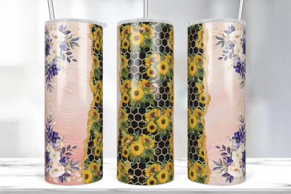 Floral Rose Strata 20oz Tumbler Wrap: Graphics & Print Templates