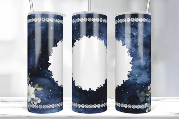 Flower Navy Tumbler Wrap: Graphics & Print Templates