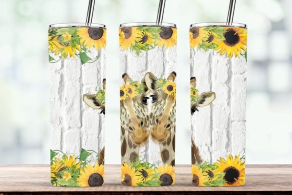 Giraffe Flowers Sunflower Tumbler Wrap: Graphics for Crafts