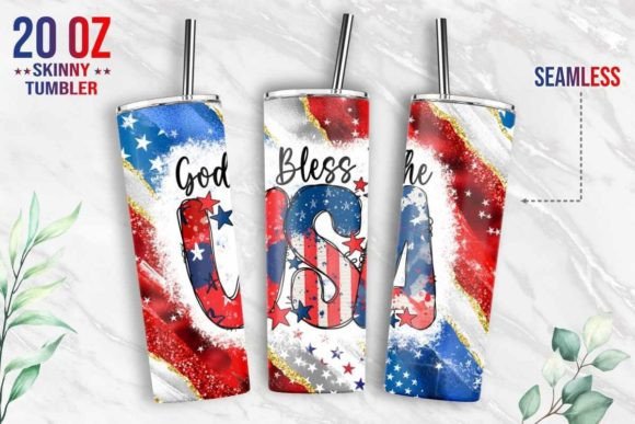 God Bless the USA 4th of July Tumbler Graphics & Print Templates