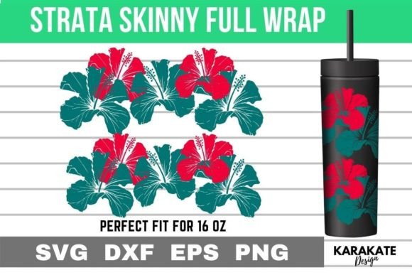 Hibiscus Floral, 16 Oz Strata Skinny SVG