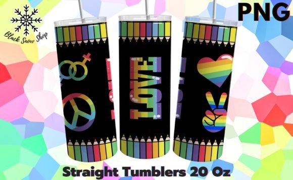LGBTQ Pencil Reinbow Sublimation Tumbler: Graphics & Crafts Asset Review