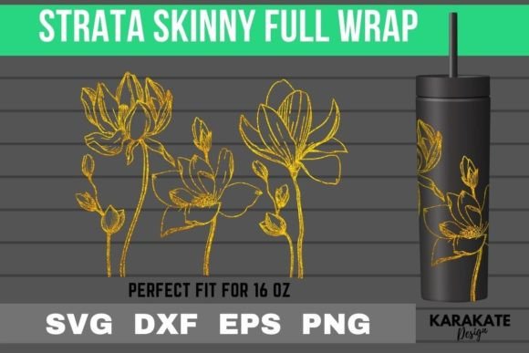Lotus 16oz Strata Skinny Wrap SVG: Graphics for Crafts & Content