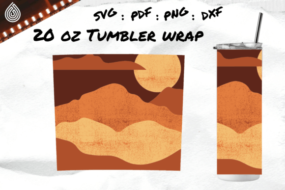 Mountains and Moon, 20oz Tumbler Graphics for Crafts