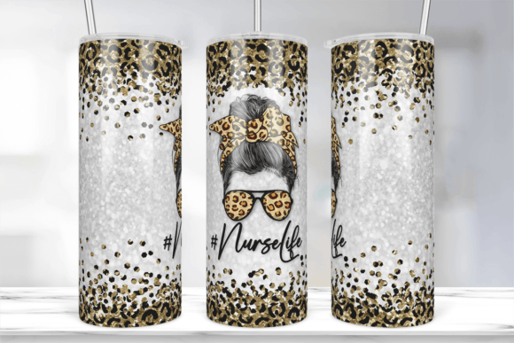 Nurse Life Glitter Leopard Tumbler Wrap: Graphics for Crafts & Content