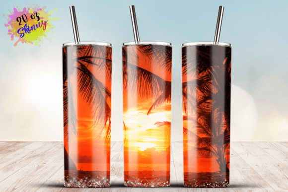 Parm Tree, Beach Sunset Tumbler 20oz Wrap: Graphics for Crafts