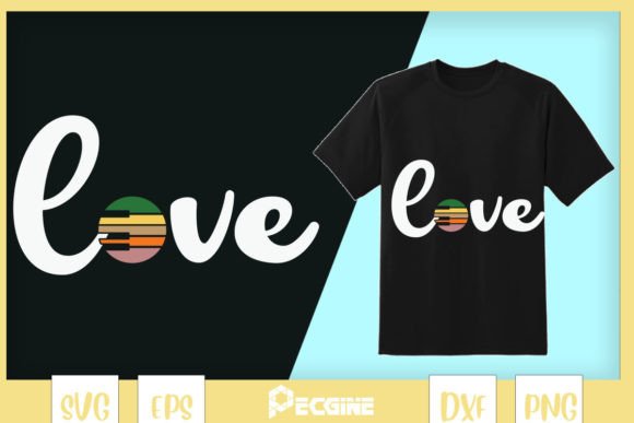 Piano Love Retro Sunset Keyboard: T-Shirt Designs & Graphics