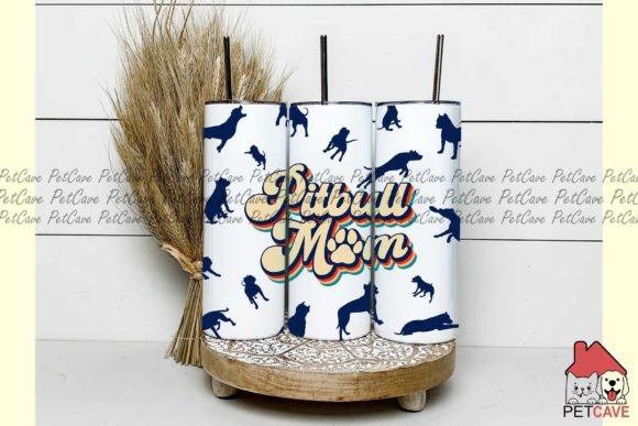 Pitbull Mom 20oz Tumbler Wrap PNG: Graphics for Crafts & Branding