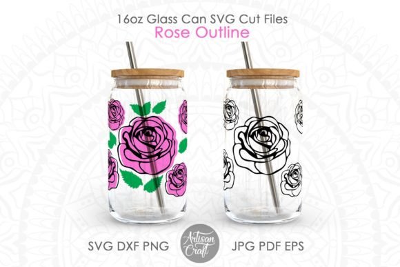 Rose Can Glass SVG: Graphics for Crafts & Branding