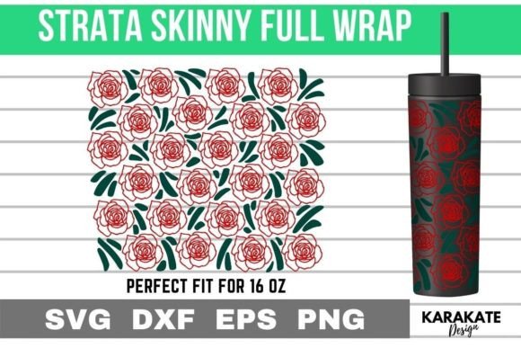 Rose Pattern 16oz Strata Skinny Wrap SVG for Crafts & Graphics