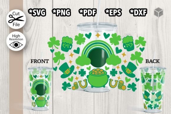 St Patrick Cup Wrap for 24 Oz: Graphics & Graphic Templates