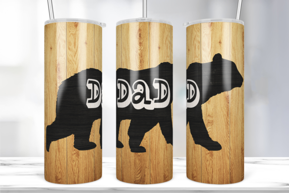 Wood Bear Dad Tumbler Wrap: Graphics & Print Templates