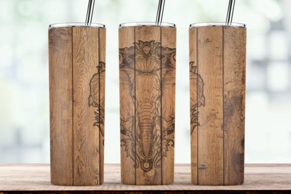 Wood Elephant Brown 20oz Tumbler Wrap: Graphics for Crafts